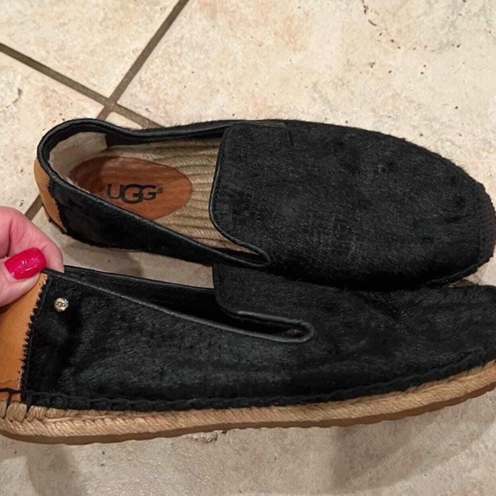 Ugg black sandrinne calf hair scales loafer size 9 - Picture 2 of 7